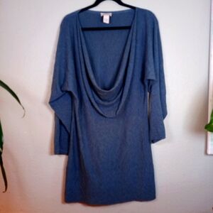 Soft Surroundings Wool Viscose Cowl Neck Flowy Dolman Sleeve Knit Casual Dress
